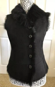 UGG WOMEN RENEE TOSCANA SHEARLING VEST BLACK LAMBSKIN SHEARLING VEST Size XL NWT - Picture 1 of 7