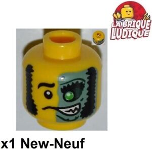 Lego 1x minifig tête head homme double face monstre vert good evil 3626bpb0853