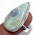 925 Silver Plated-Ruby Fuchsite Ethnic Gemstone Ring Jewelry US Size-9 AU M279