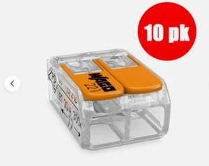 (10) Wago 221-412 LEVER-NUTS 2 Conductor Compact Wire Connectors UL Listed - Picture 1 of 4