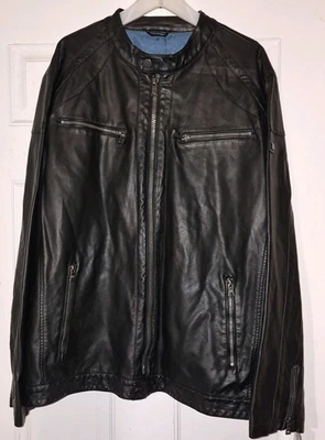 Chaqueta de cuero vegana negra para hombre talla XXL $195 NUEVA CON ETIQUETAS INC International Concepts Foto 1 de 4