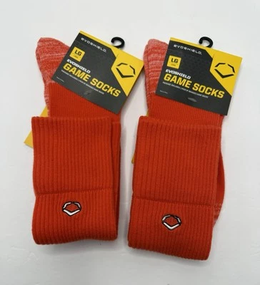 TWO EvoShield Baseball/Softball  Orange Game Socks Large shoe size 8-12 NWT - Image 1 of 4