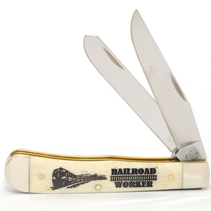 CASE XX KNIVES RAILROAD WORKER NATURAL SMOOTH BONE TRAPPER 6254 SS (1067627) POC - Picture 1 of 2
