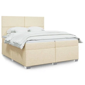 vidaXL Giroletto a Molle con Materasso Crema 200x200 cm in Tessuto - Foto 1 di 11