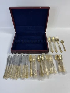 International Silver San Marcos Gold Electroplated Flatware 64 Pc Set & Chest - Picture 1 of 16
