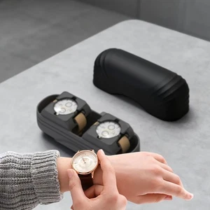 Schwarz Grau Blau Uhrenhalter Aufbewahrung von Armbanduhren  Männer Frauen - Picture 1 of 9