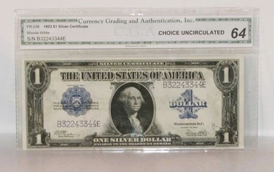 1923 Silver Certificate $1 Dollar Large Note Horse Blanket Graded 64 Choice UNC. - Image 1 of 2