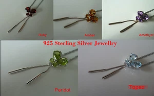 Collar/collar de piedra circular natural plata esterlina 925, 5 colores, mariposa, nuevo con etiquetas - Imagen 1 de 31
