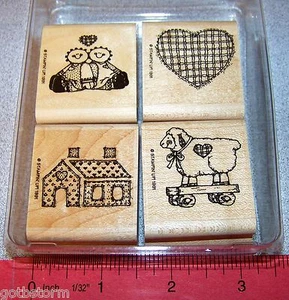  Toy Country Dolls Home Plaid Baby Lamb Rubber Stamp Set Stampin Up Country Mini - Picture 1 of 6