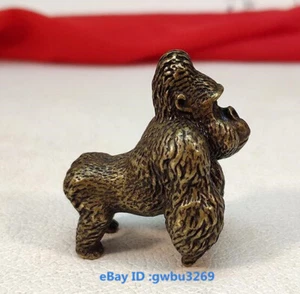 Estatuilla de gorila pequeña tallada de latón puro arcaico chino oriental de colección - Imagen 1 de 7