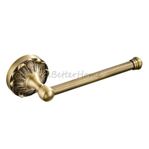 Antique Brass Carved Base Retro Toilet Roll Paper Holder Wall Mount Tissue Rack - Picture 1 of 5