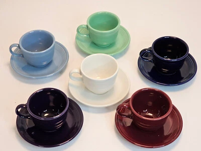 Juego de 6 tazas y platillos de café de té Fiestaware Homer Laughlin varios colores Foto 1 de 4