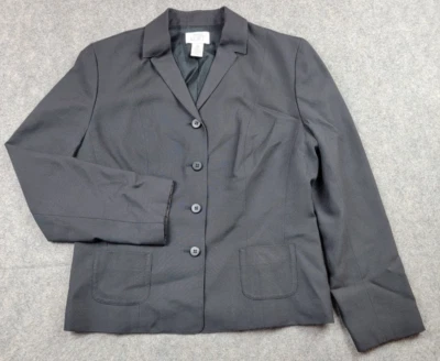 Blazer Ann Taylor Loft para mujer 10P negro seda mezcla de algodón ropa de trabajo profesional Foto 1 de 4