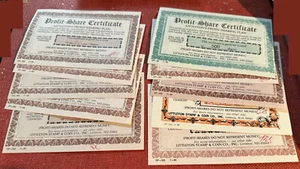 Lot of Littleton (1693) & Mystic Stamp (3000+) Shares/Profit-Share Certificates - Picture 1 of 2