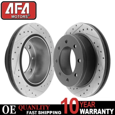 Rear Drilled Brake Rotors for Chevy Silverado Yukon XL GMC Sierra 2500 3500 HD - Image 1 of 4