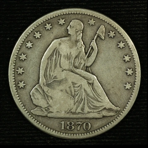 Liberty Seated Half Dollar. 1870 S. VG Circulated. Lot # 9042-44-0128 Cover