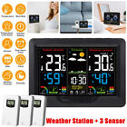 Digital LCD Indoor Outdoor Weather Station Alarm Clock Thermometer with 3 Sensor