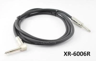 CABLESONLINE 6ft. 1/4" (6.3mm) TS Mono Male to Right-Angle Male Shielded Cable, XR-6006R