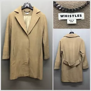 Whistles Women's Long Beige Smart Wool Rich Coat XS - Picture 1 of 10