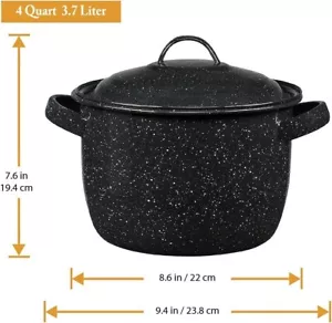 Granite Ware 38722 Pot w/ Lid Porcelain Enamel 8.6" 4 qt Black - Picture 1 of 3
