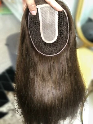 Sistema capilar de integración completo atado a mano 16" 6x6,5" de rejilla marrón seda separada Foto 1 de 4