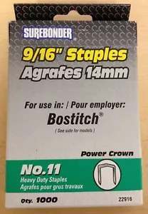 Surebonder 9/16'' #11 Power Crown Heavy Duty Staples (1000 ct) - Picture 1 of 1