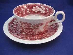 SPODE TEA CUP AND SAUCER - FLORAL AND SCENIC DECORATION - C1814Z - ENGLAND - Picture 1 of 11