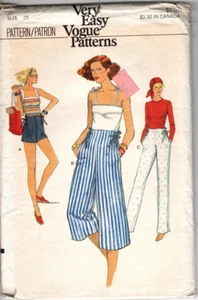 Very Easy VOGUE Pattern 9805 Misses' SHORTS CULOTTES & PANTS 25" Waist Uncut - Picture 1 of 2