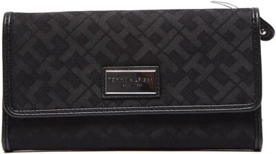 NEW Tommy Hilfiger Jacquard Continental Wallet & Checkbook-Black - Image 1 of 3