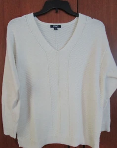 Chaps Knit V Neck Sweater Sz XL Cotton Poly Metallic Bust 52 Length 28 in - Picture 1 of 5