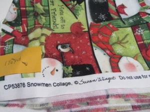 CP53876 SNOWMAN COLLAGE SUSAN WINGET 1-1/2 YARDS FABRIC COTTON - Picture 1 of 2