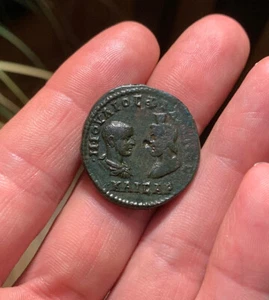 SCARCE Ancient Roman Coin MOESIA AE27 PHILIPPUS II SERAPIS 247-49AD HOMONOIA 12g - Picture 1 of 2