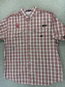 Oklahoma Sooners Columbia PFG Breathable S/S Button Down Shirt (Men's 2XL) Red - Picture 1 of 11