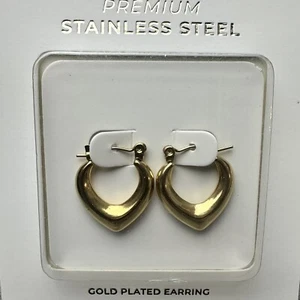 ✅ Ohrringe Herz Creolen Edelstahl Damen Mädchen Klein vergoldet Gold 18mm gelb - Bild 1 von 3