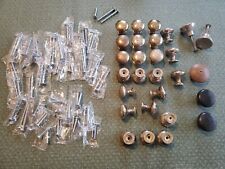 Lot of 30 ROUND SOLID POLISHED BRASS CABINET DOOR DRAWER KNOBS PULLS WITH SCREWS