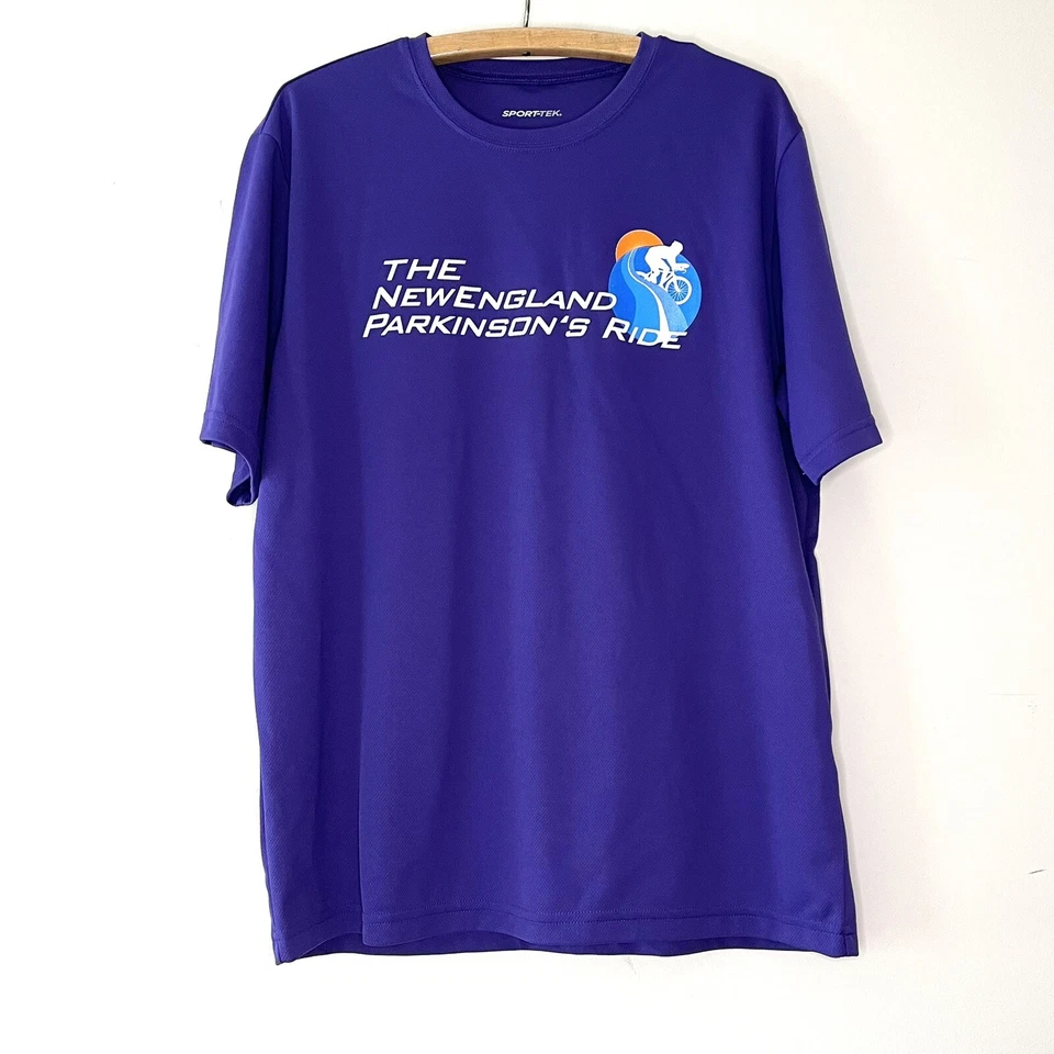 Camiseta de carrera 2019 New England Parkinson’s Ride talla L bicicleta púrpura Foto 1 de 4