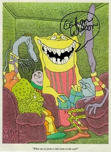 "Cartoonist" Gahan Wilson Hand Signed Magazine Page Todd Mueller COA - Picture 1 of 2