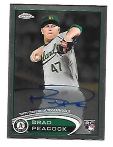 Autógrafo de novato Brad Peacock 2012 Topps cromado #163 A's combinado gratis envío y devolución - Imagen 1 de 1