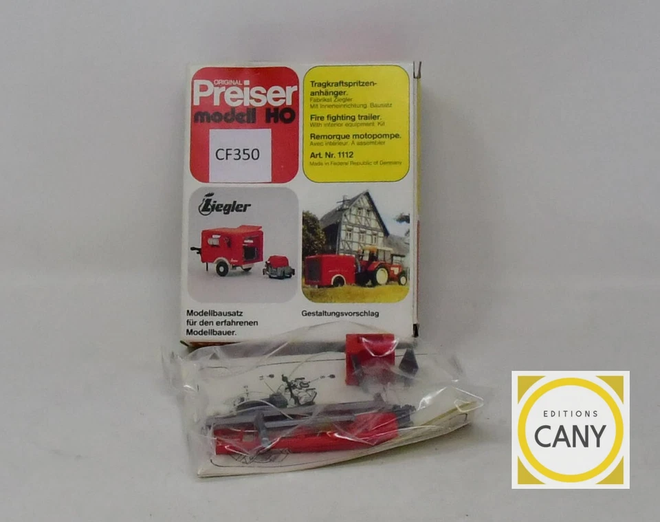 Kit Remorque motopompe avec l'intérieur à assembler - Preiser 1112 - 1/87 - Photo 1/1