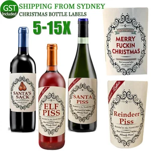 5-15X Christmas Funny Novelty Bottle Labels,Funny Joke Happily Wine Bottle Label - Picture 1 of 16