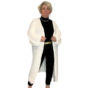 WOMENS LONG CARDIGAN LADIES PLUS SIZE CHUNKY KNIT DUSTER JACKET - Picture 1 of 5