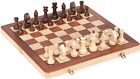 Lingle 15” Travel Wooden Folding Chess Set w/ 3" Kh Chess Pieces-Mahogany &