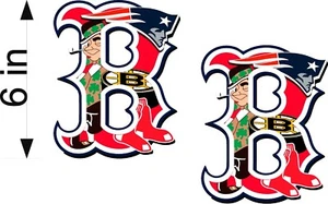 BOSTON SPORTS FAN / B logo / PAIR / 6" DECAL / PATRIOTS / RED SOX / BRUINS - Picture 1 of 4