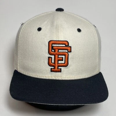 Vintage San Francisco Giants Hat Cap Snapback Cream & Black 80’s MLB New Era Pro - Image 1 of 4