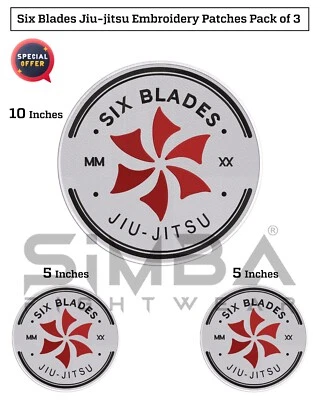 Six Blades Bjj Gi Patches BJJ Martial Arts Kimono Patches BJJ Embroidered Patch - Image 1 of 4
