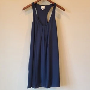 Haute Hippie Women's Tunic Tank Dress Navy Blue Medium Flowy 100% Silk Pleated - Picture 1 of 9