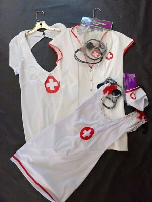 CLOSEOUT 3  New Nurse Costumes 2 One Size 1 XL  2 Hats & Stethoscopes - Image 1 of 3
