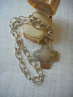 Silpada Sterling  Cross Pendant Necklace Front Toggle Closure  2841FR N0557     - Image 1 of 4