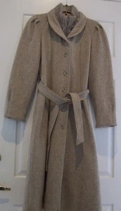 Women Coat Wool Faux Layered Look Size 7 Tan Long ILGWU Sweater Vest Inside  - Picture 1 of 8