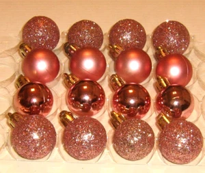 Pink Christmas Ornaments Mini Balls Combo 16 Miniature Non Shatter 7/8" 27mm - Picture 1 of 3